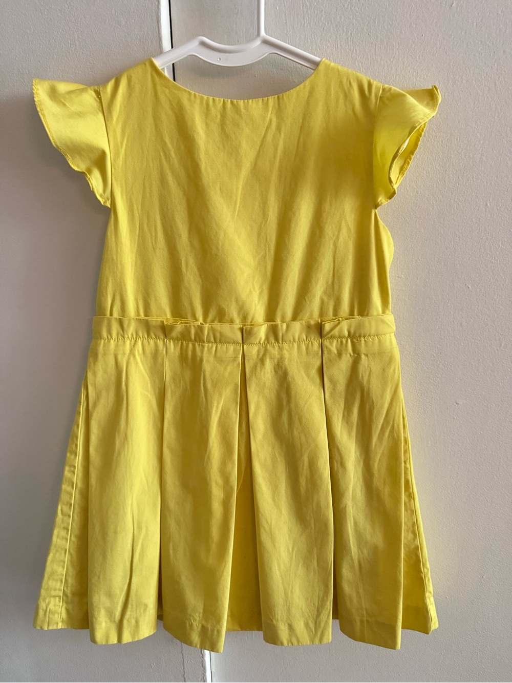 Jacadi Yellow Flutter Sleeve Pleated Dress